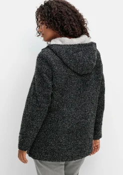 Kurzmantel in Wolloptik, mit gefütterter Kapuze