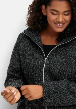 Kurzmantel in Wolloptik, mit gefütterter Kapuze