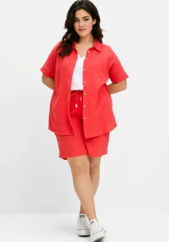 Kurzärmlige Hemdbluse aus Musselin