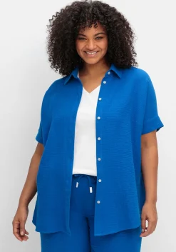 Kurzärmlige Hemdbluse aus Musselin