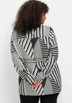 Langarmbluse im Mustermix mit Hemdkragen