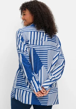 Langarmbluse im Mustermix mit Hemdkragen