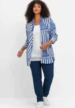 Langarmbluse im Mustermix mit Hemdkragen