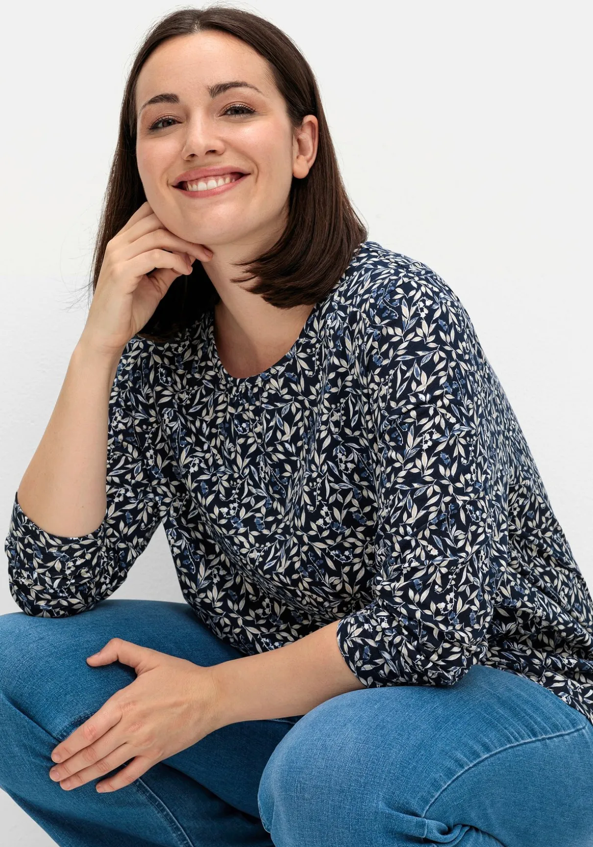 Langarmshirt aus Jersey mit Minimalprint