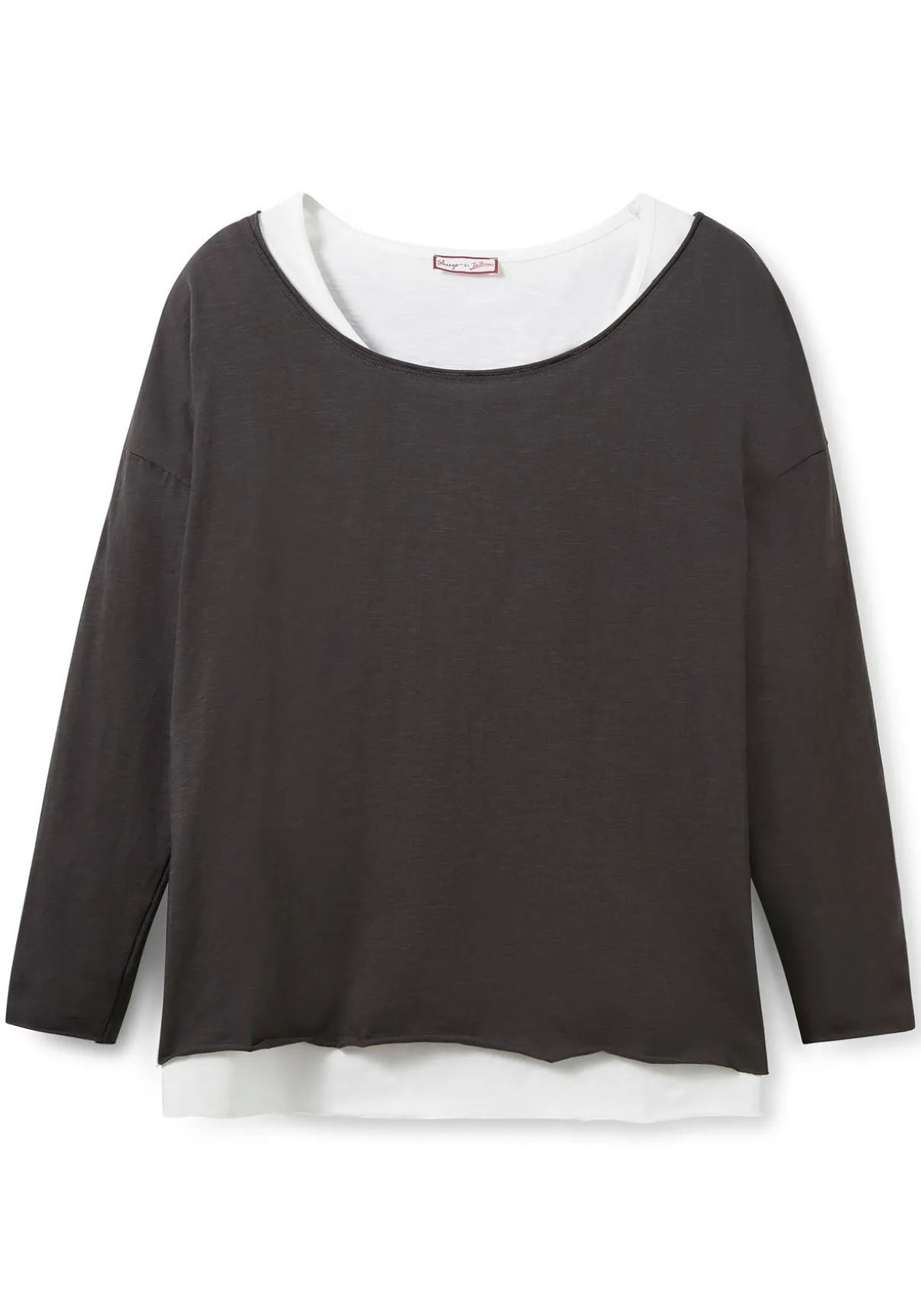 Langarmshirt im Layeringlook, mit Rollkanten