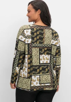Langarmshirt im Patchwork-Mustermix