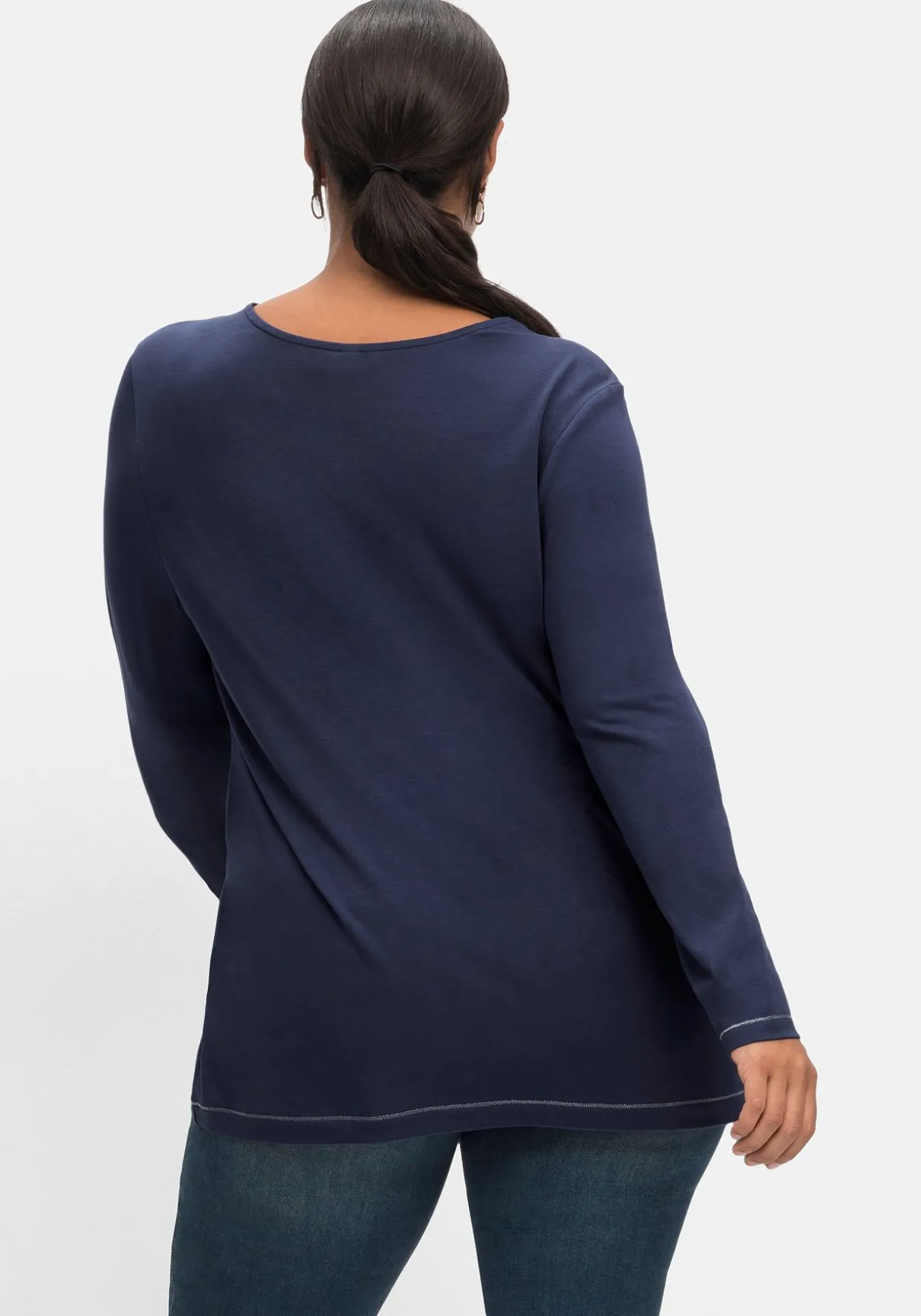 Langarmshirt in A-Linie, mit Falte vorn und Effektgarn