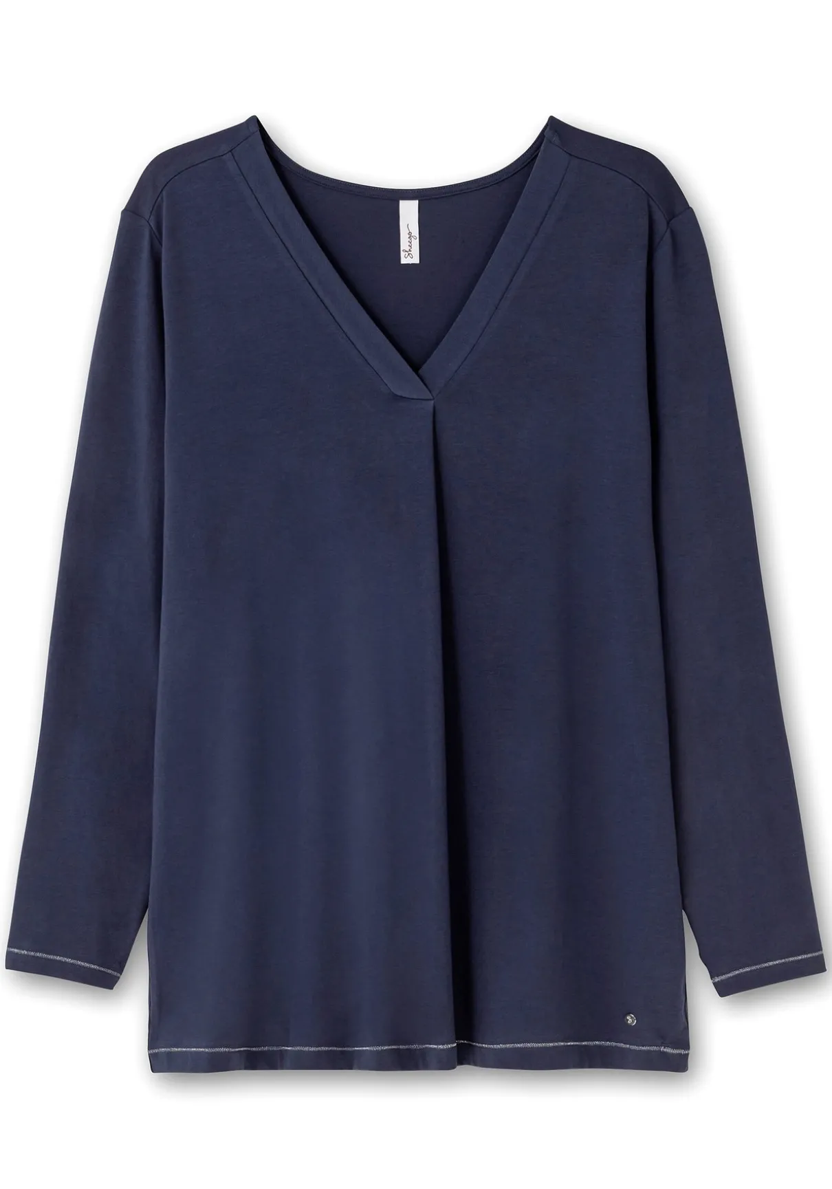 Langarmshirt in A-Linie, mit Falte vorn und Effektgarn