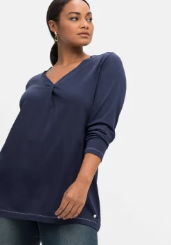 Langarmshirt in A-Linie, mit Falte vorn und Effektgarn