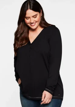 Langarmshirt in A-Linie, mit Falte vorn und Effektgarn