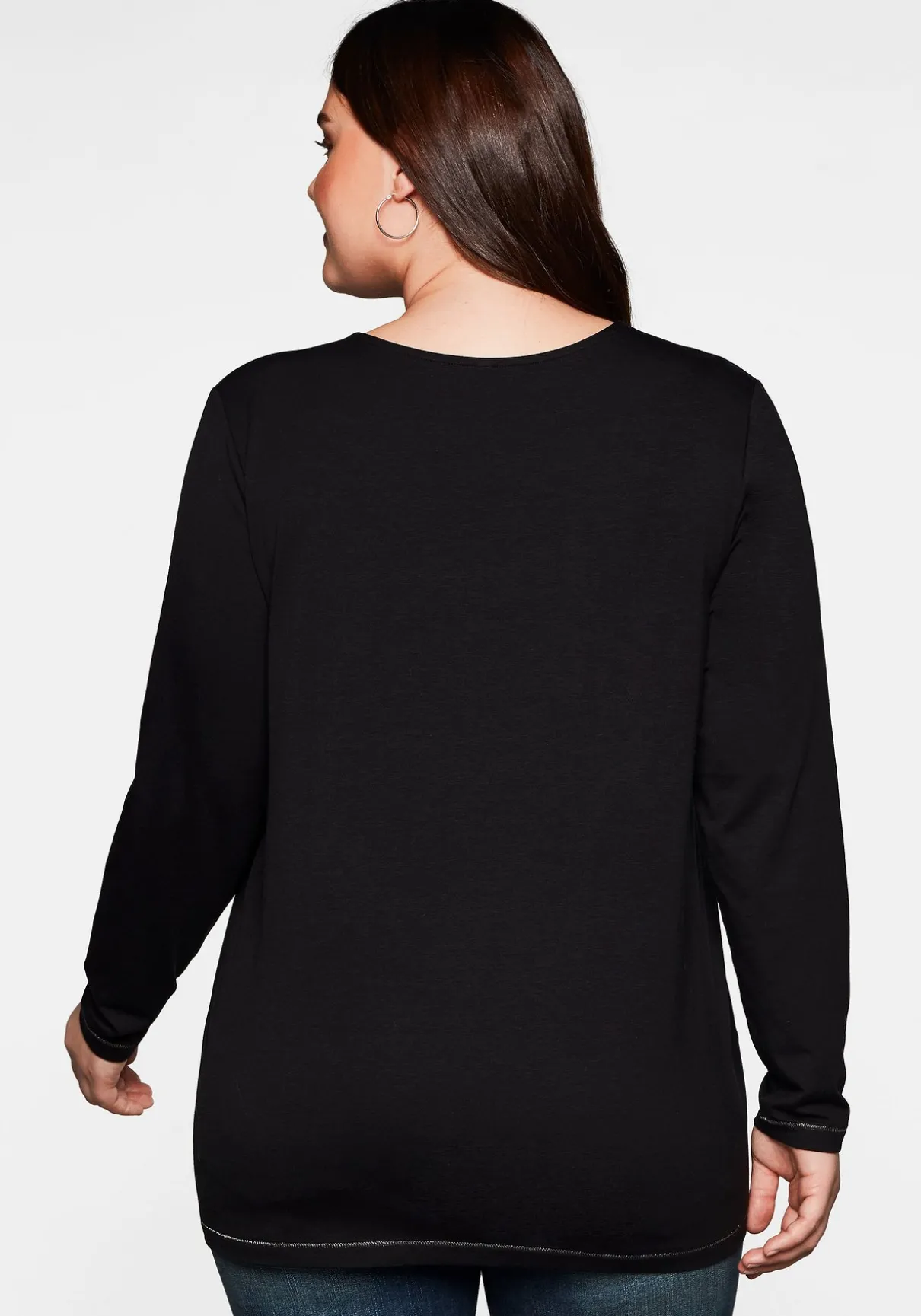 Langarmshirt in A-Linie, mit Falte vorn und Effektgarn