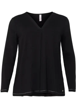 Langarmshirt in A-Linie, mit Falte vorn und Effektgarn