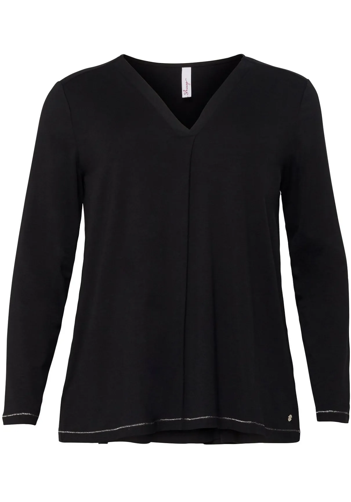 Langarmshirt in A-Linie, mit Falte vorn und Effektgarn