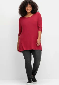 Langarmshirt in leichter A-Linie, mit Rundhalsausschnitt