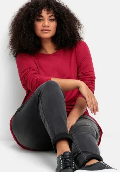 Langarmshirt in leichter A-Linie, mit Rundhalsausschnitt