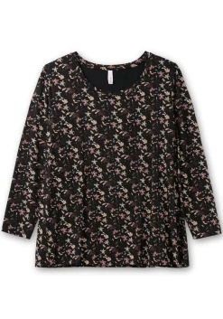 Langarmshirt mit Alloverdruck, in A-Linie