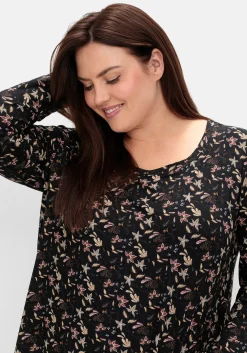 Langarmshirt mit Alloverdruck, in A-Linie