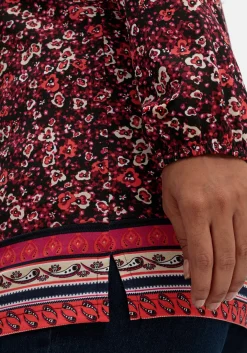 Langarmshirt mit Alloverprint und Herz-Ausschnitt