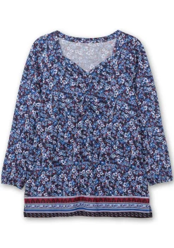 Langarmshirt mit Alloverprint und Herz-Ausschnitt