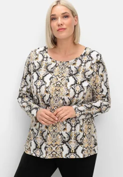 Langarmshirt mit Animalprint und Rundhalsausschnitt