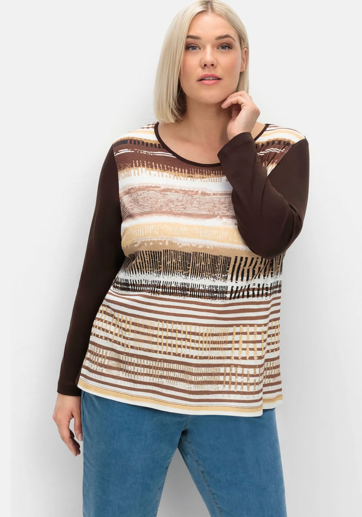 Langarmshirt mit bedrucktem Vorderteil