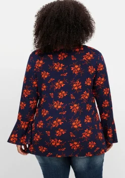 Langarmshirt mit Biesen und Volantärmeln