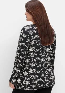 Langarmshirt mit Biesen und Volantärmeln