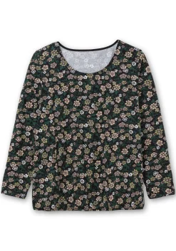 Langarmshirt mit Blümchenprint und Gummizugsaum
