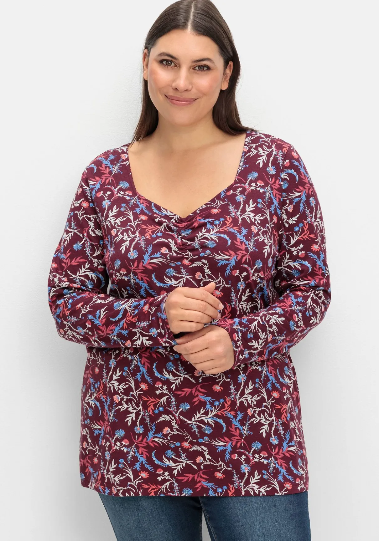 Langarmshirt mit floralem Alloverdruck