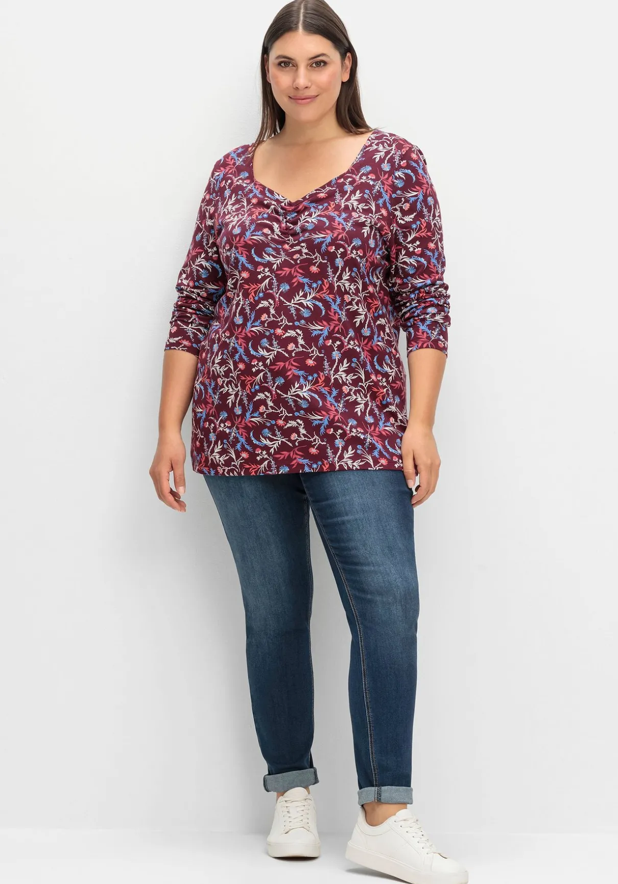 Langarmshirt mit floralem Alloverdruck