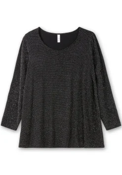 Langarmshirt mit Glitzereffekt, in A-Linie
