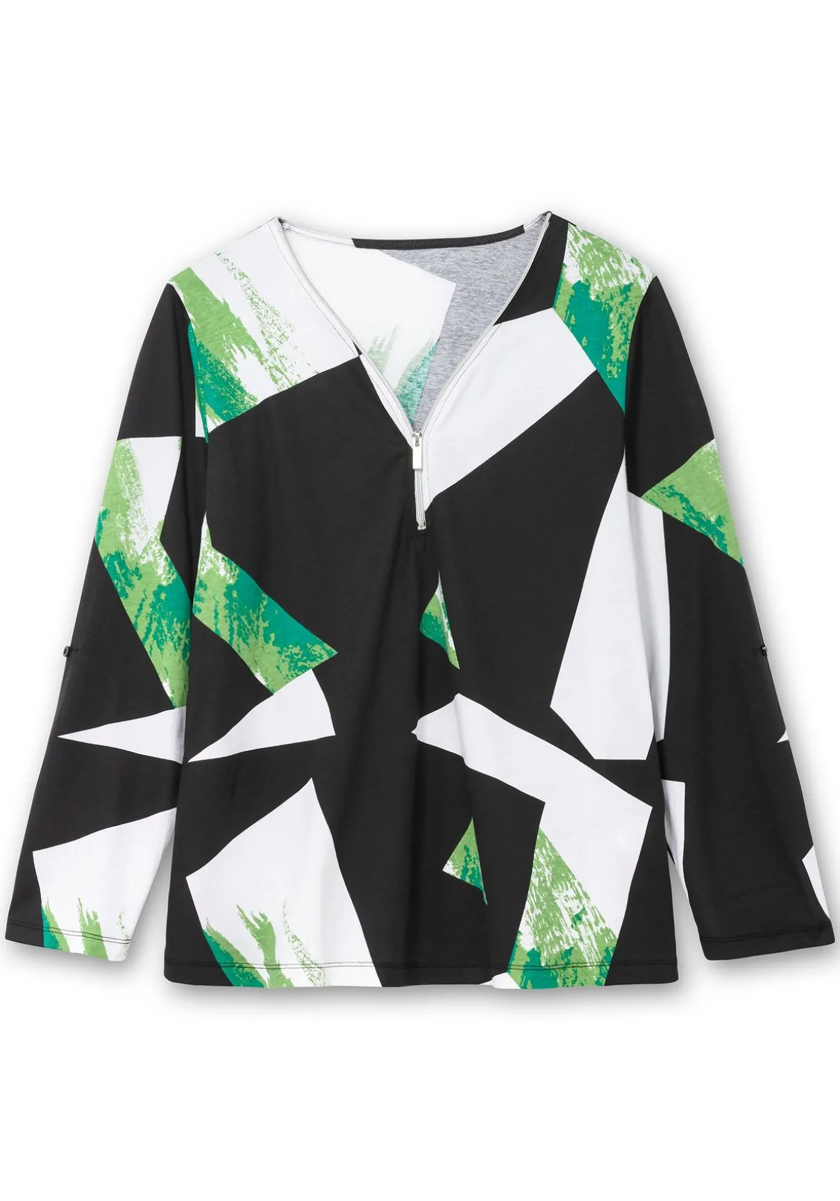 Langarmshirt mit Grafikprint und Krempelfunktion