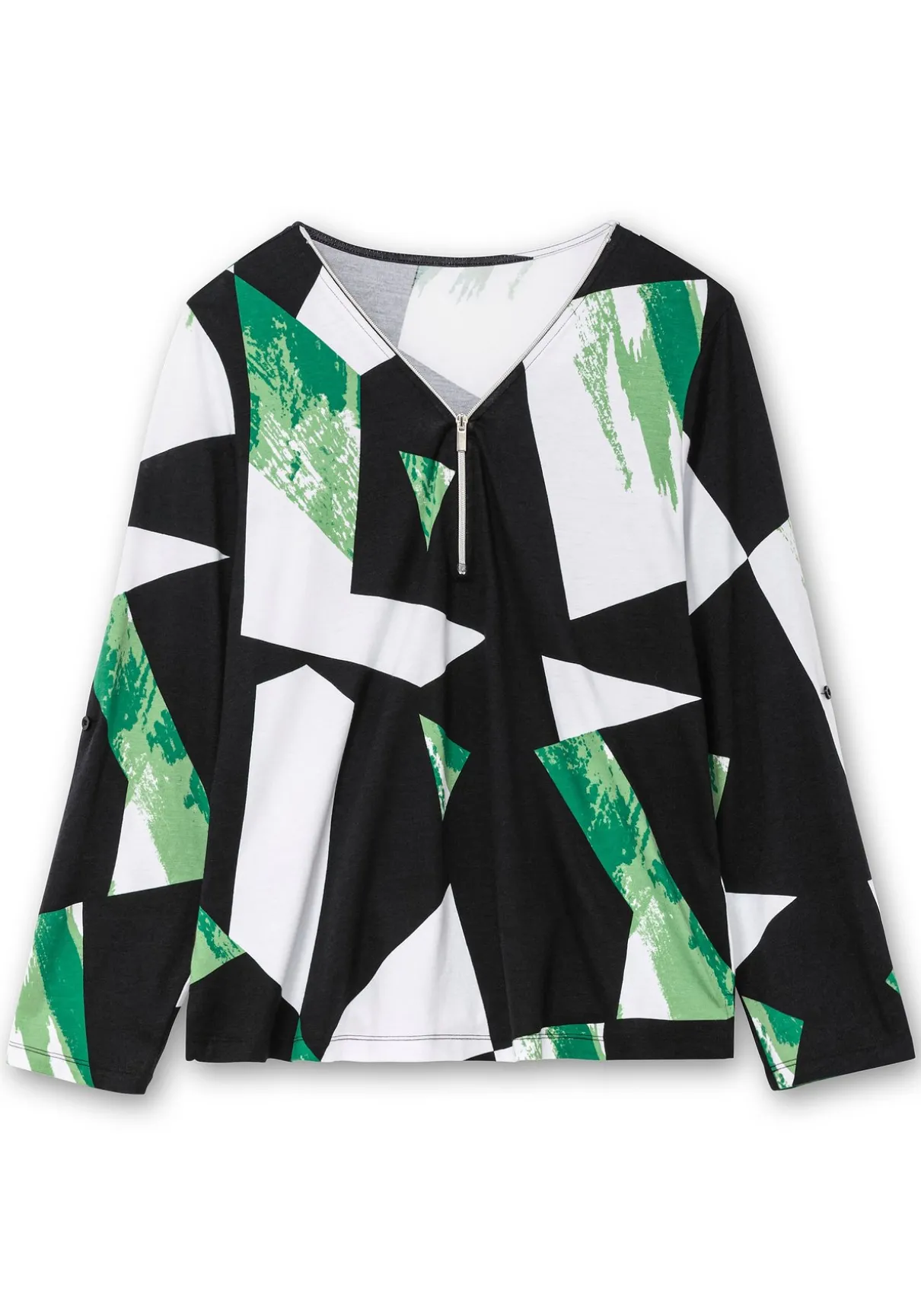 Langarmshirt mit Grafikprint und Reißverschluss