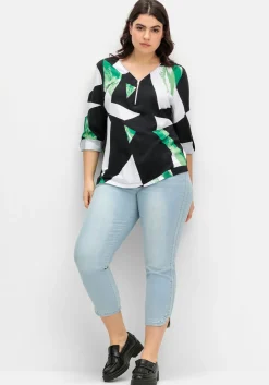 Langarmshirt mit Grafikprint und Reißverschluss