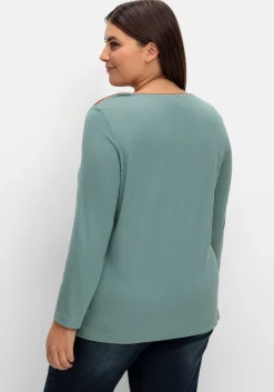 Langarmshirt mit Kontrastpaspeln