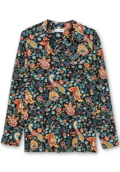 Langarmshirt mit Paisleyprint und Polokragen