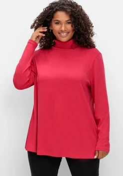 Langarmshirt mit Rollkragen, in A-Linie