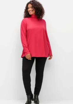 Langarmshirt mit Rollkragen, in A-Linie