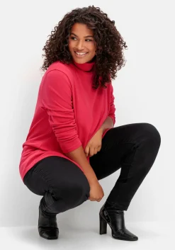 Langarmshirt mit Rollkragen, in A-Linie