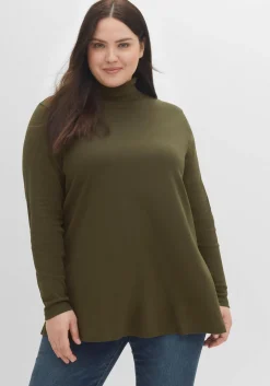 Langarmshirt mit Rollkragen, in A-Linie