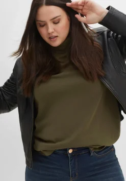 Langarmshirt mit Rollkragen, in A-Linie