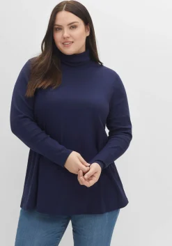 Langarmshirt mit Rollkragen, in A-Linie