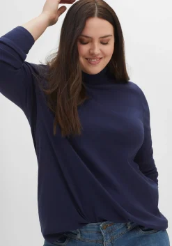 Langarmshirt mit Rollkragen, in A-Linie