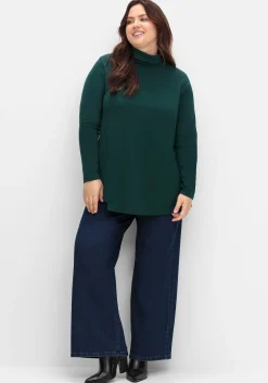 Langarmshirt mit Rollkragen, in A-Linie
