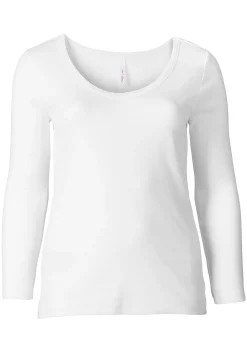 Langarmshirt mit Rundhalsausschnitt, in Rippqualität