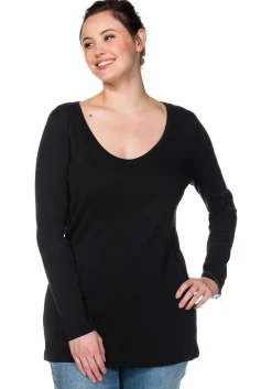 Langarmshirt mit Rundhalsausschnitt, in Rippqualität