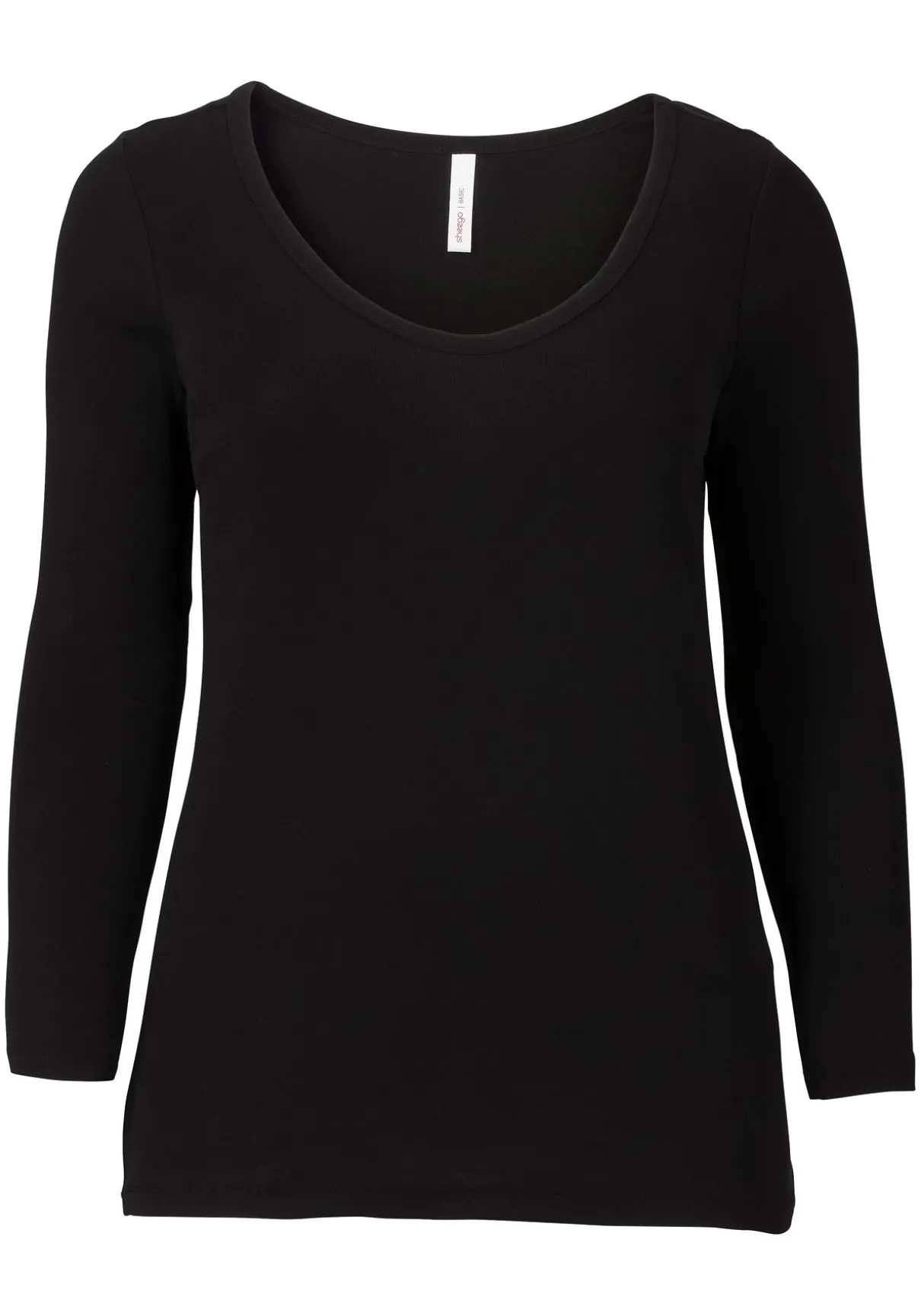 Langarmshirt mit Rundhalsausschnitt, in Rippqualität