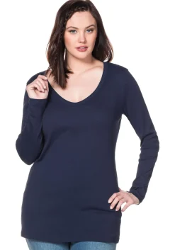 Langarmshirt mit Rundhalsausschnitt, in Rippqualität