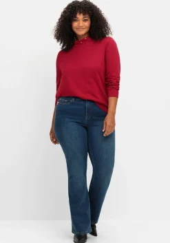 Langarmshirt mit Stehkragen und Glitzerdetails