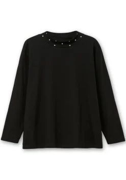 Langarmshirt mit Stehkragen und Glitzerdetails
